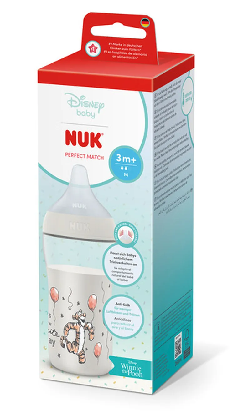 Nuk, butelka z silikonowym smoczkiem M, tygrys, 260 ml