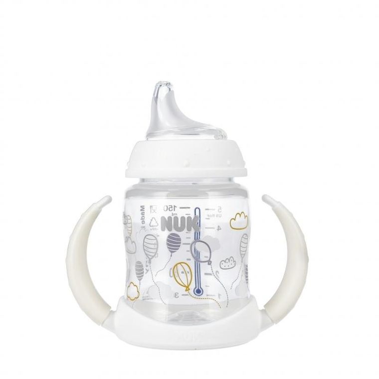 Nuk, First, butelka z uchwytem, 6m+, biała, 150 ml