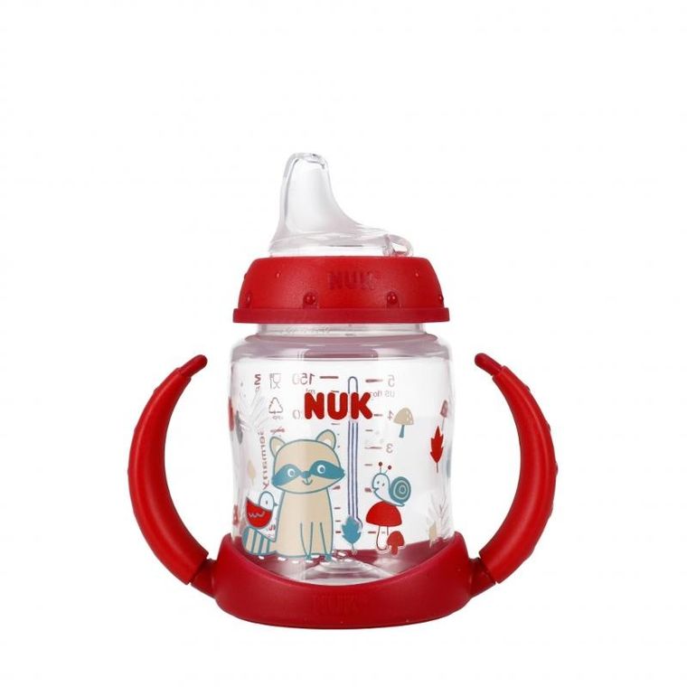 Nuk, First, butelka z uchwytem, 6m+, czerwona, 150 ml