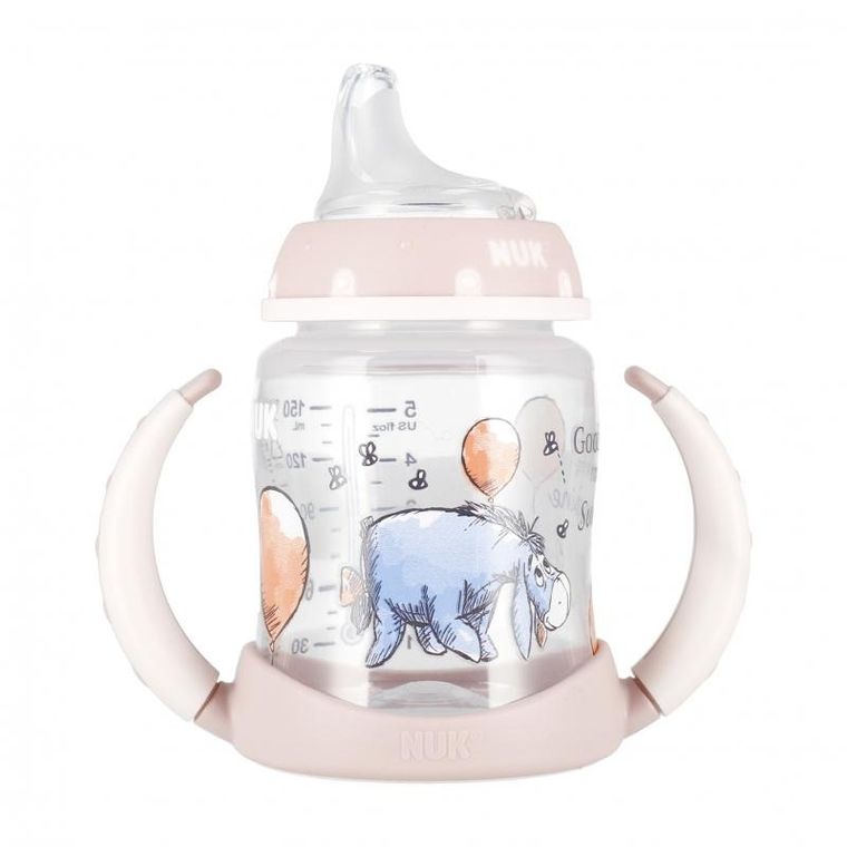 Nuk, First Choice, butelka z uchwytem, 6m+, osiołek, różowa, 150 ml