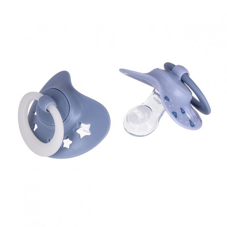 Nuk, First Choice, Night, smoczek uspokajający, niebieski, 0-6m, 2 szt.