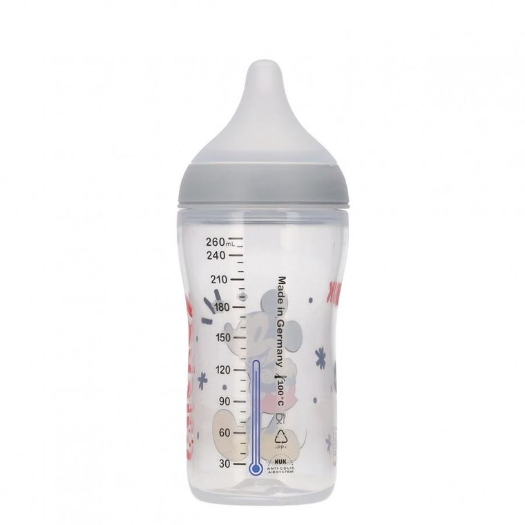 Nuk, Myszka Miki, Perfect Match, butelka z silikonowym smoczkiem, rozmiar M, 260 ml