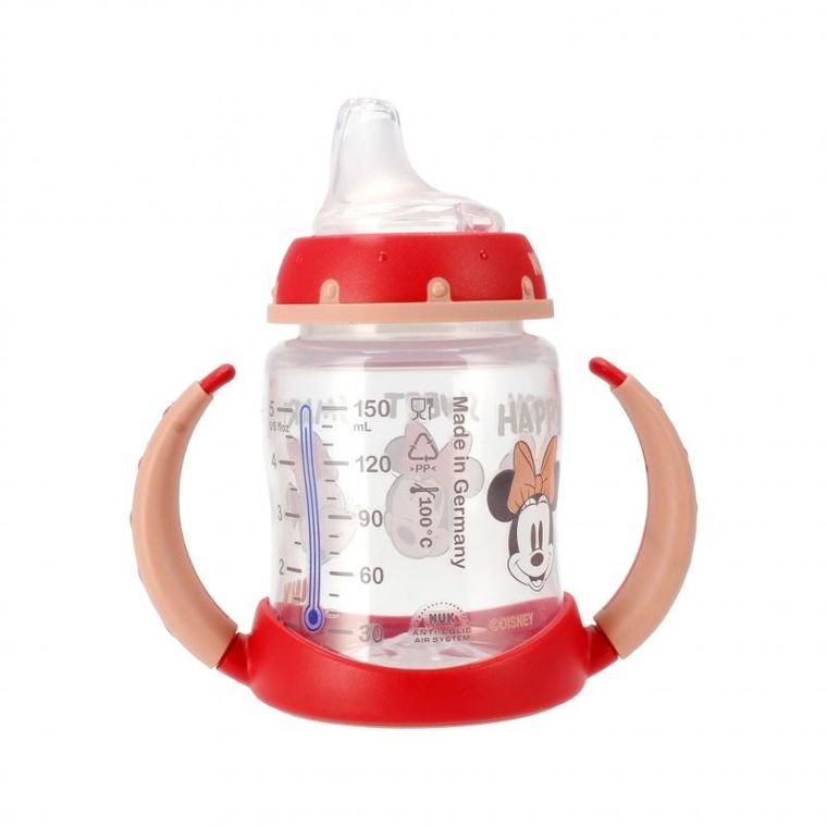 Nuk, Myszka Minnie, First Choice, butelka z uchwytem, 6m+, czerwona, 150 ml