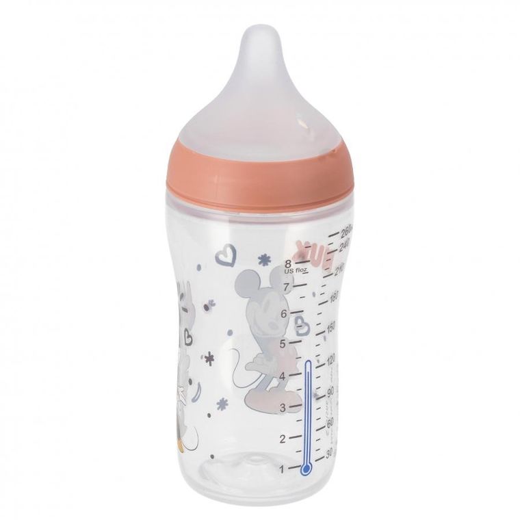 Nuk, Myszka Minnie, Perfect Match, butelka, silikonowy smoczek, rozmiar M, 260 ml