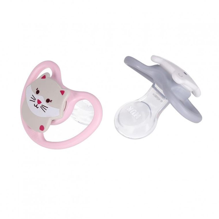Nuk, Perfect Match Air, smoczek uspokajający, kot i miś, 6-18m, 2 szt.