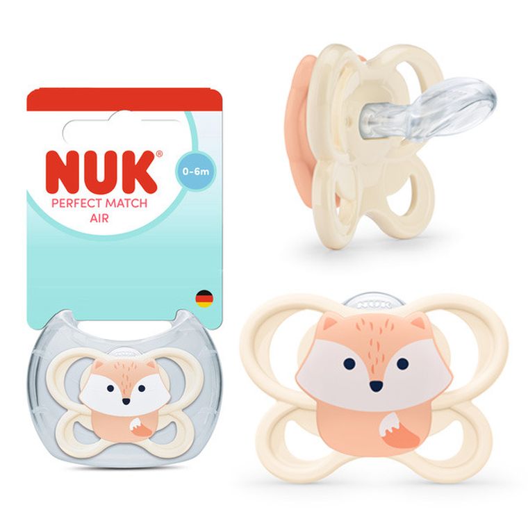 Nuk, Perfect Match Air, smoczek uspokajający, lis, 0-6m