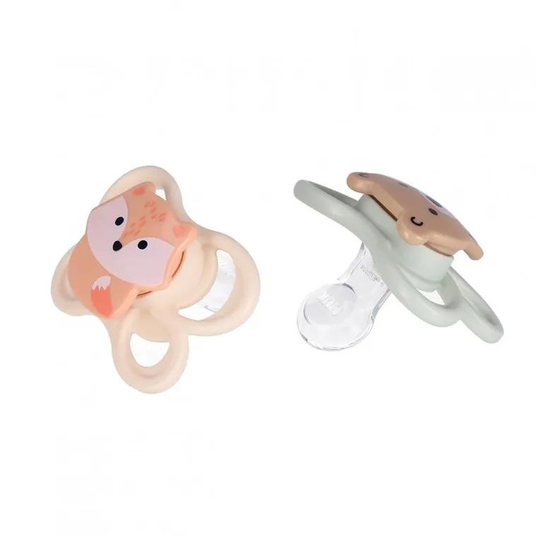 Nuk, Perfect Match Air, smoczek uspokajający, lis i miś, 0-2m, 2 szt.