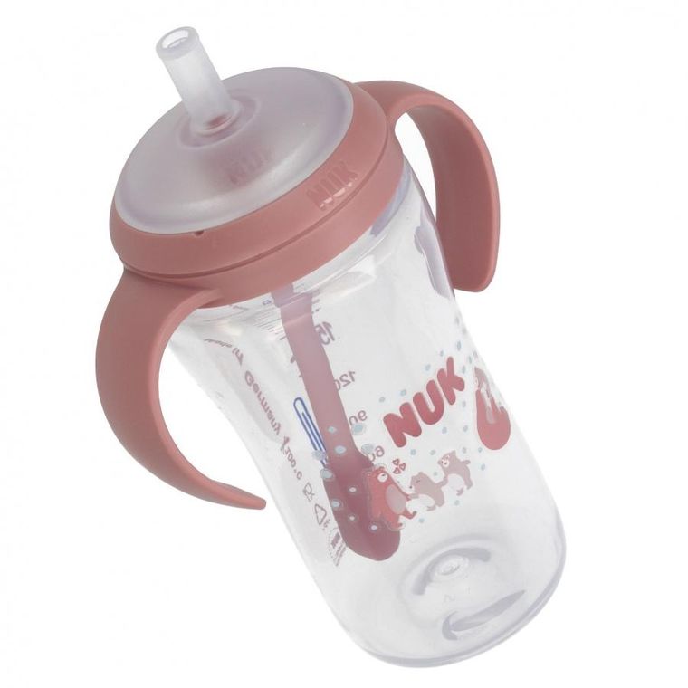 Nuk, Perfect Match, butelka do nauki picia ze słomką, miś, 260 ml