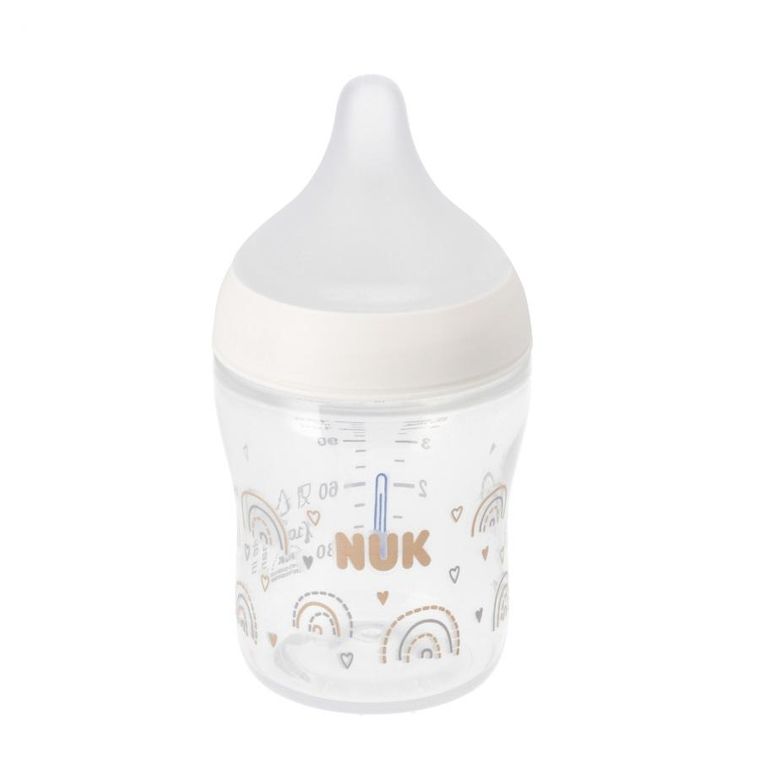 Nuk, Perfect Match, butelka, silikonowy smoczek, rozmiar S-M, tęcza, 150 ml