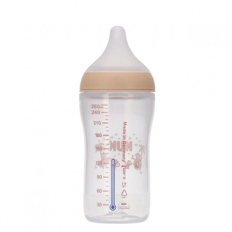 Nuk, Perfect Match, butelka z silikonowym smoczkiem, rozmiar M, małpka, 260 ml