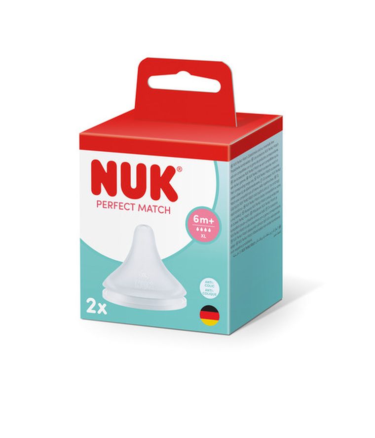 Nuk, Perfect Match, smoczek do butelki, silikonowy, rozmiar XL, 2 szt.
