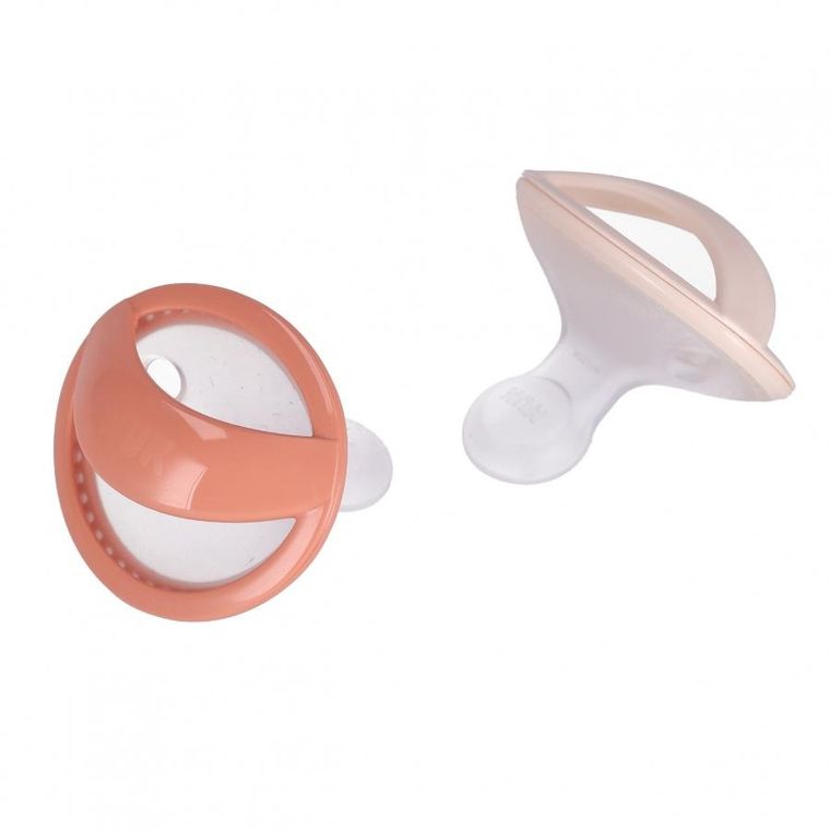 Nuk, Perfect Match, smoczek uspokajający, beżowy i czerwony, 0-6m, 2 szt.