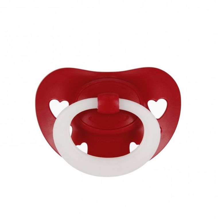 Nuk, Signature Night, smoczek uspokajający, silikonowy, 0-6m, czerwony, 2 szt.