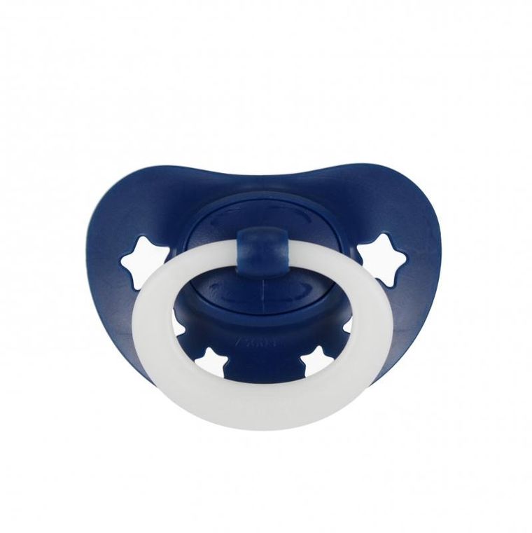 Nuk, Signature Night, smoczek uspokajający, silikonowy, 6-18m, niebieski, 2 szt.