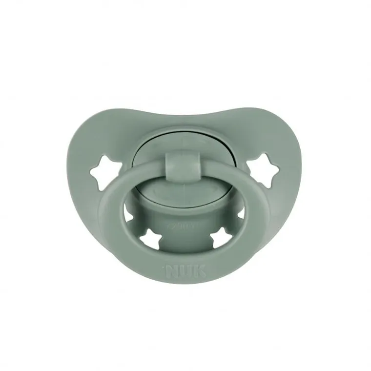 Nuk, Signature, smoczek uspokajający, silikonowy, 0-6m, zielony, 2 szt.