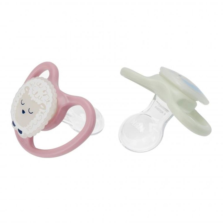 Nuk, Space Night, smoczek uspokajający silikonowy, 6-18m, lila, biały