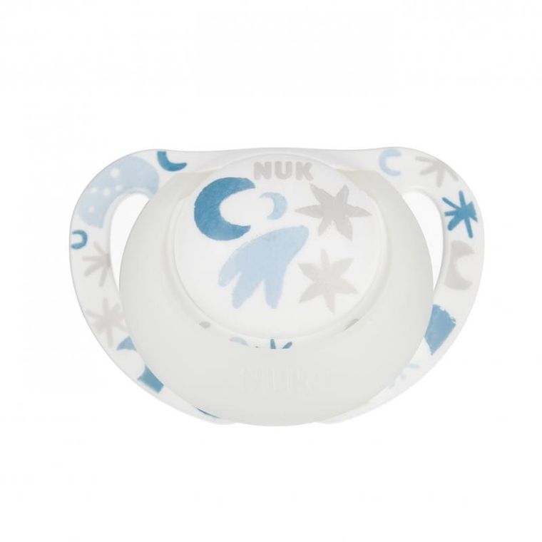 Nuk, Star, Day&Night, smoczek uspokajający, silikonowy, 0-6m, biały i różowy, 2 szt.