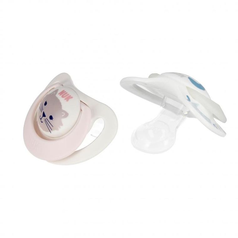 Nuk, Star, Day&Night, smoczek uspokajający, silikonowy, 0-6m, kot, 2 szt.