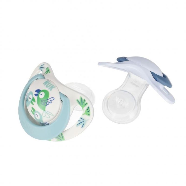 Nuk, Star, smoczek uspokajający, silikonowy, 0-6m, niebieski, 2 szt.