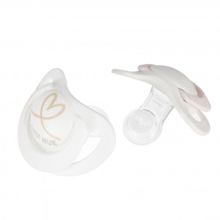 Nuk, Star, smoczek uspokajający, silikonowy, 0-6m, różowo-biały, 2 szt.