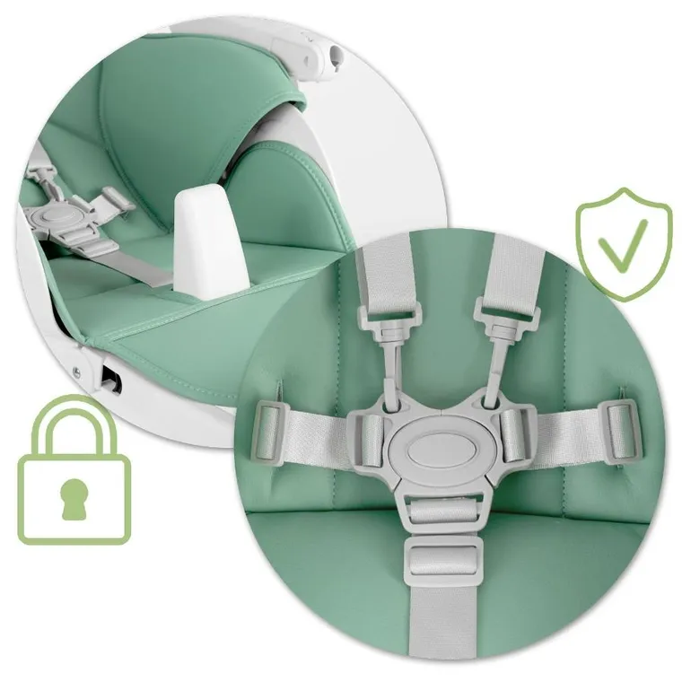 Nukido, Belo, krzesełko do karmienia ze stolikiem, leżaczek, zielone