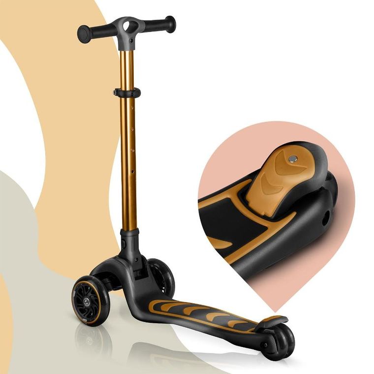 Nukido, Flippo, hulajnoga 3-kołowa, balansowa, z siedziskiem, złota