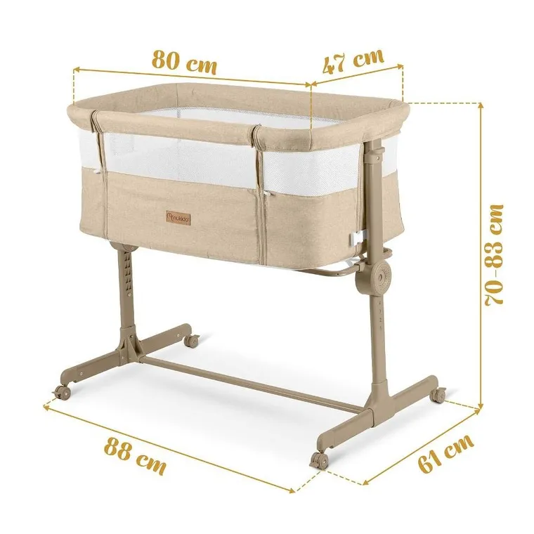 Nukido, NK-243, łóżeczko turystyczne składane, dostawka, beżowe