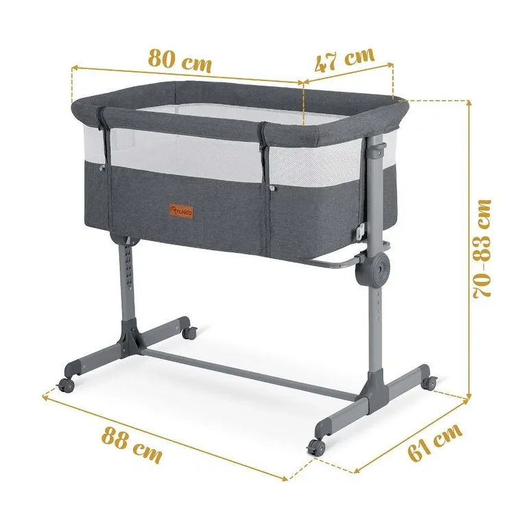 Nukido, NK-243, łóżeczko turystyczne składane, dostawka, ciemny szary