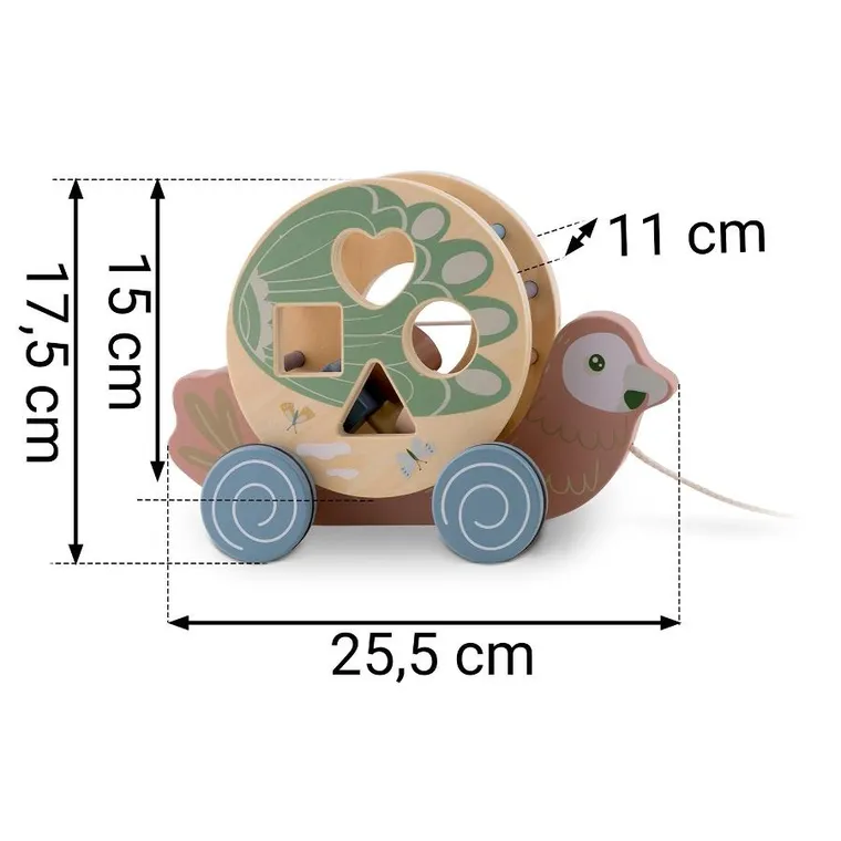 Nukido, Papuga, drewniana zabawka do ciągnięcia