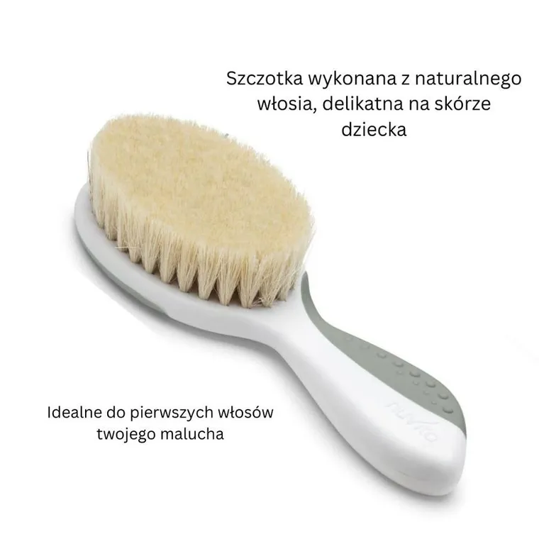 Nuvita, zestaw na ciemieniuchę: szczotka i grzebień, naturalne włosie, powder blue