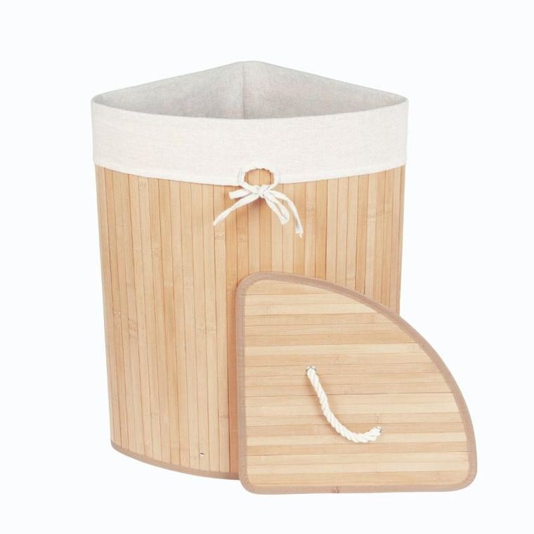 Nuxio, Arco, narożny kosz na pranie, bambus, 60l