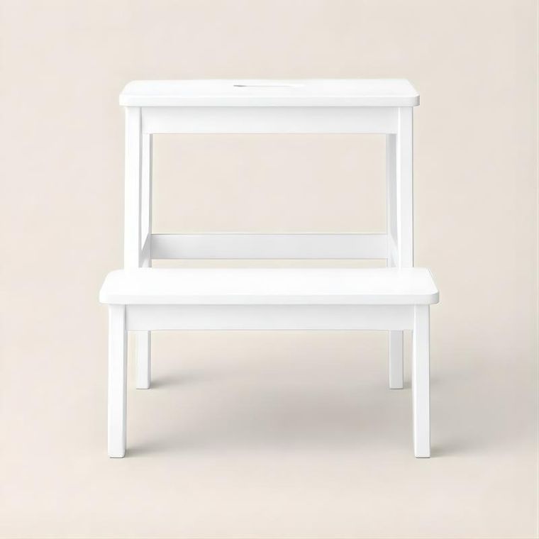 Nuxio, Krok, bambusowy taboret ze schodkiem, 46 cm