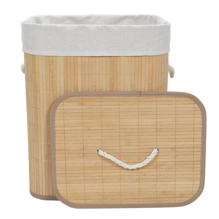Nuxio, Sana, bambusowy kosz na pranie z wyjmowanym workiem, 60l