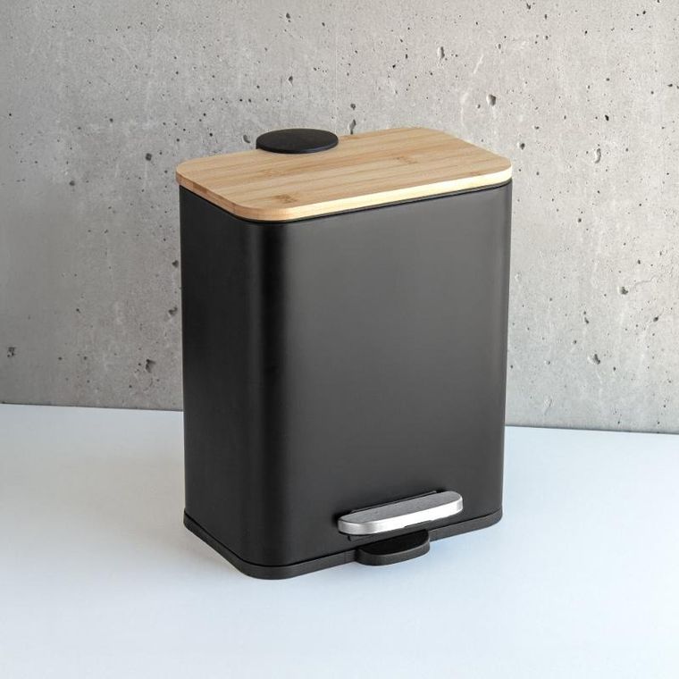 Nuxio, Zetru, wąski kosz łazienkowy z bambusem, 5l