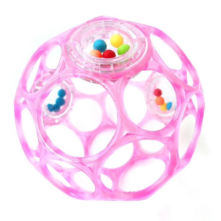 Oball, Piłka z grzechotką, gryzak, 10 cm, 0m+
