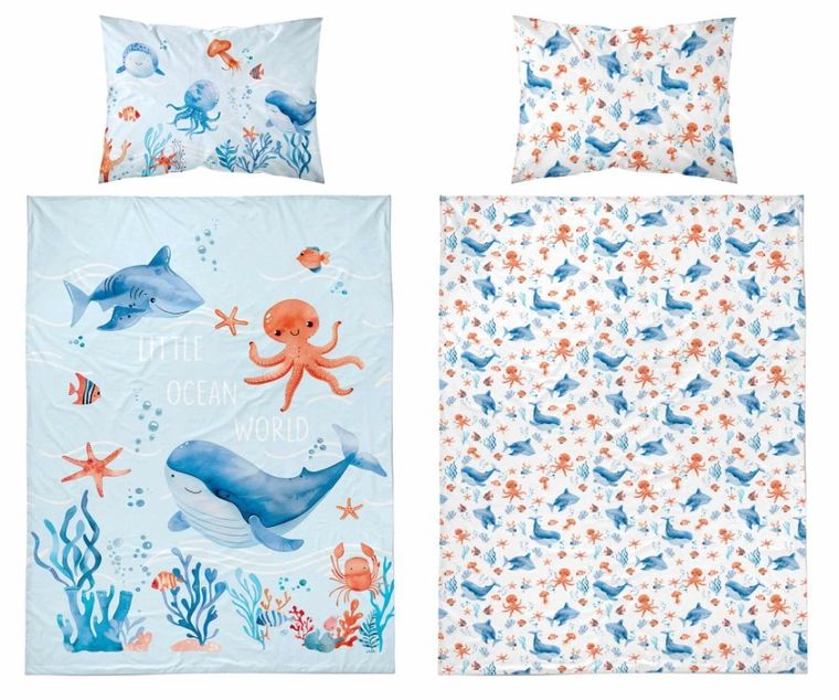 Ocean, 2-częściowy komplet pościeli dziecięcej, 100-135 cm