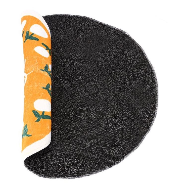 Okrągły dywan, antypoślizgowy, 100-100 cm, kwiaty, żółty