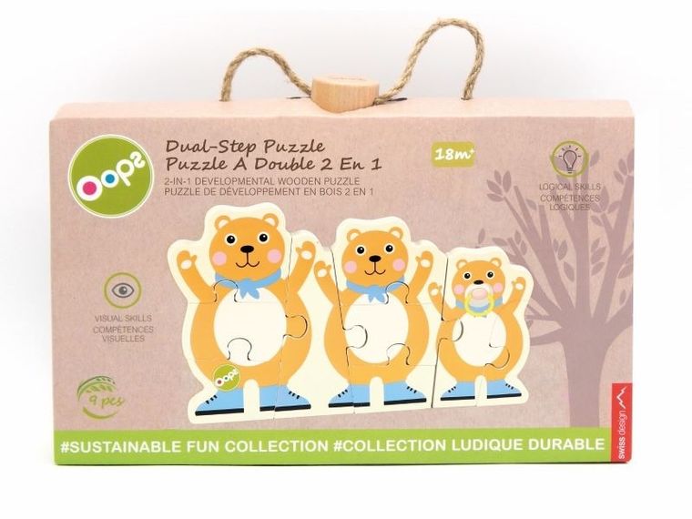 Oops, Miś, puzzle dwustronne, 18m+