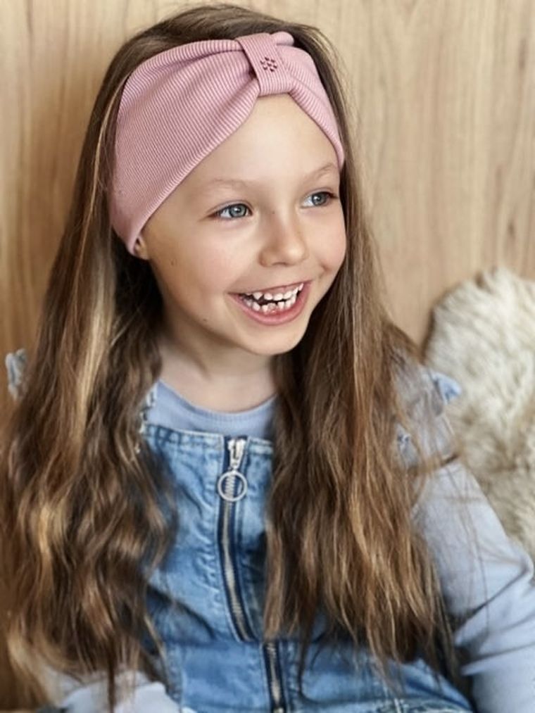 Opaska dziewczęca, prążkowana, różowa, Iltom