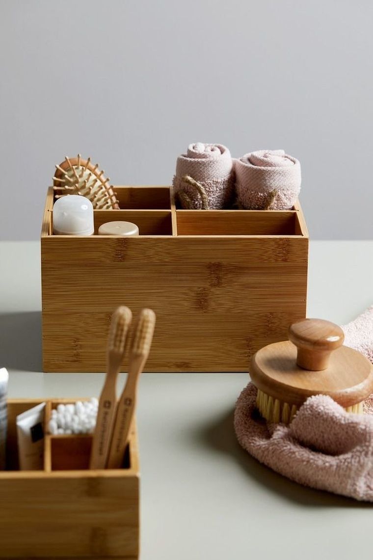 Organizer łazienkowy, Terra, z 4 przegródkami, bambus