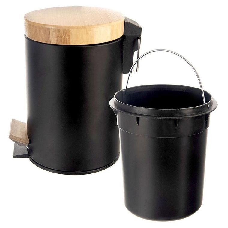 Orion, Black, kosz na śmieci metalowy z pedałem, czarny, 3l