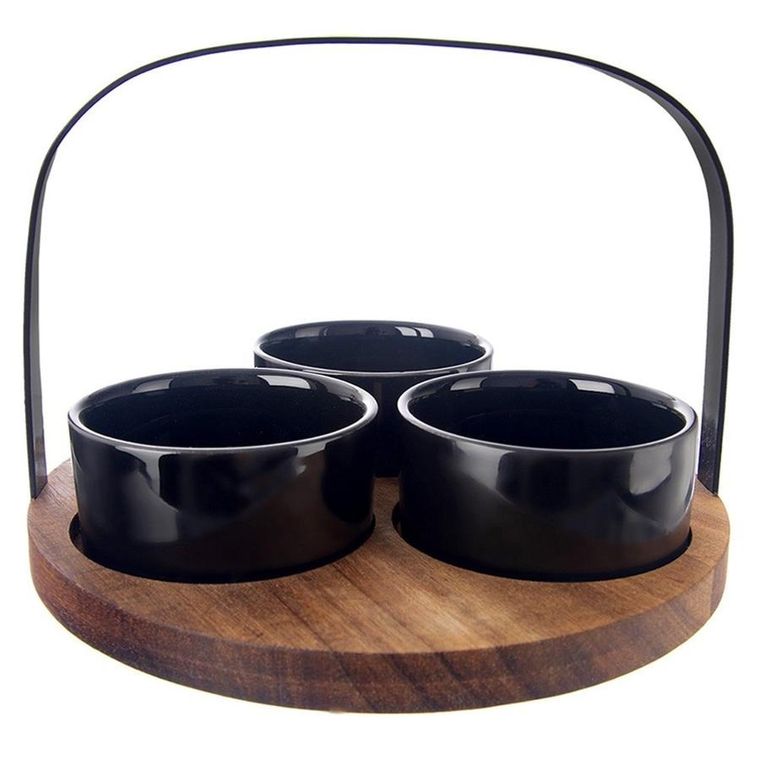 Orion, Black, miseczki na przekąski ceramiczne, 130 ml, 4 szt.