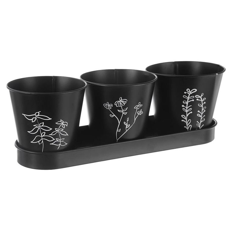 Orion, Blackline, doniczka na zioła, na podstawce, 4 elementy