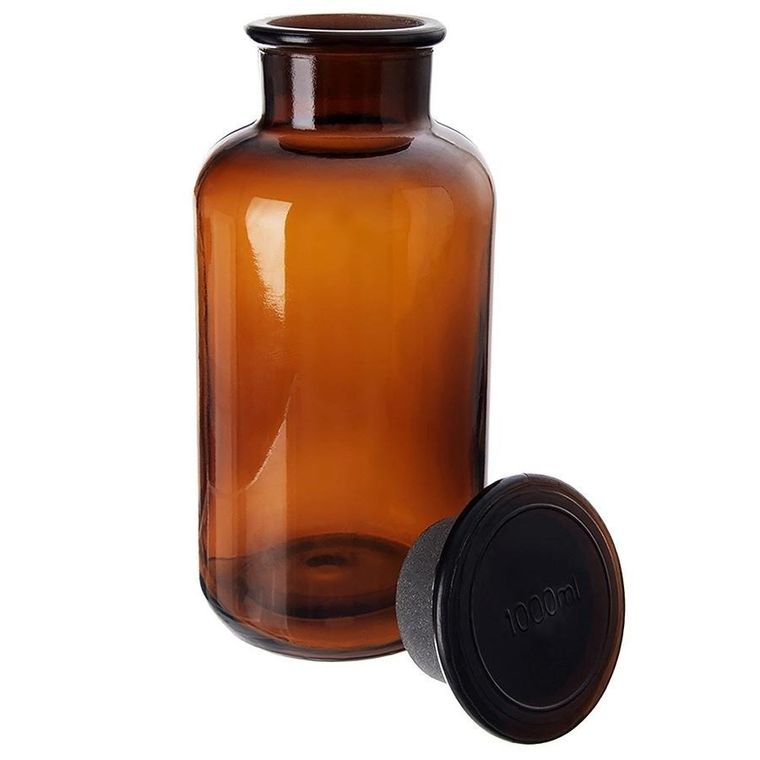 Orion, butelka szklana z korkiem i szeroką szyjką, brązowa, 1l