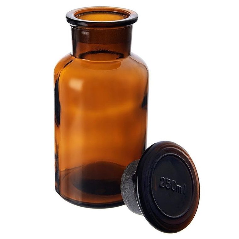 Orion, butelka szklana z korkiem i szeroką szyjką, brązowa, 250 ml