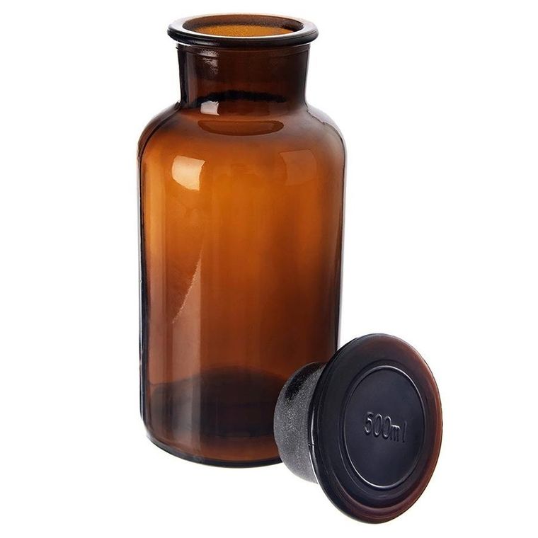 Orion, butelka szklana z korkiem i szeroką szyjką, brązowa, 500 ml