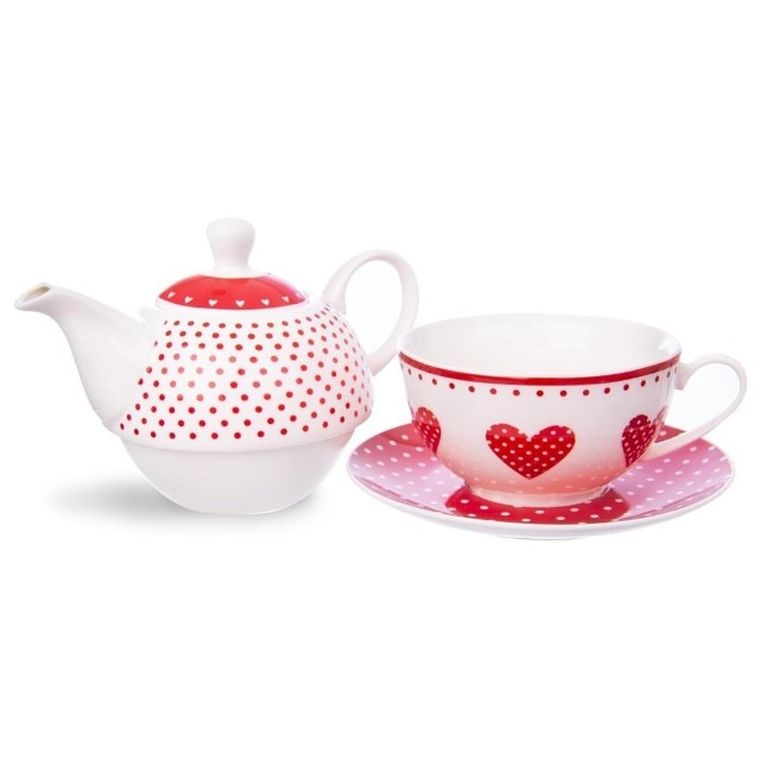 Orion, dzbanek + filiżanka ze spodkiem, serca