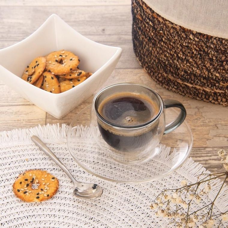 Orion, filiżanki termiczne ze spodkiem z podwójną ścianką, do kawy espresso, Double, 90 ml, 2 szt.