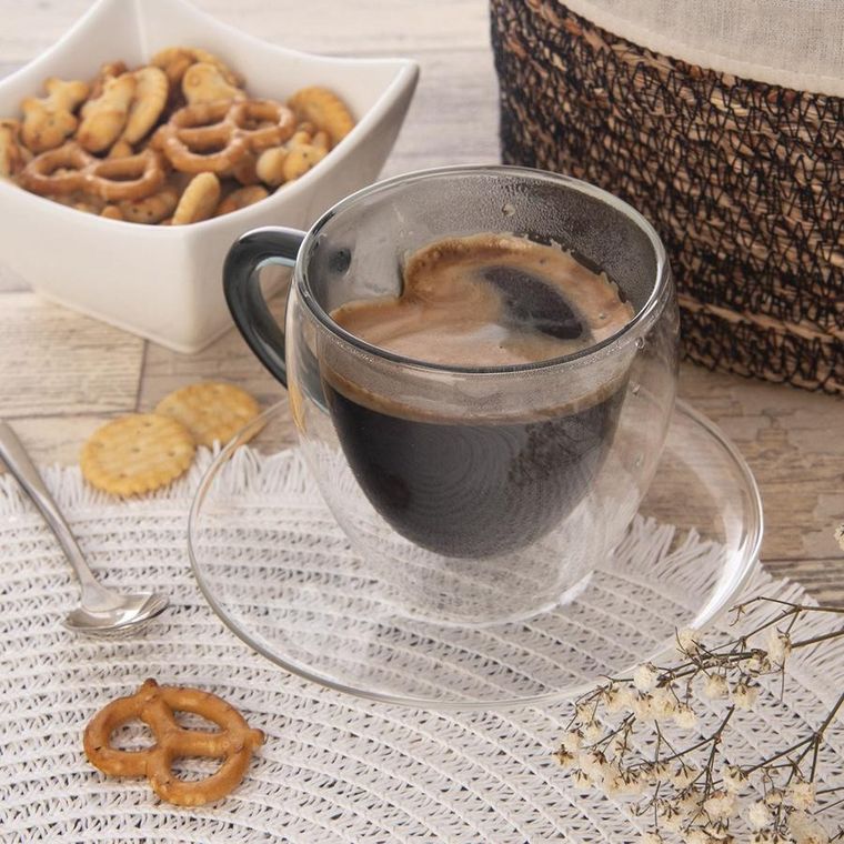 Orion, filiżanki termiczne ze spodkiem z podwójną ścianką, do kawy i herbaty, Double, 160 ml, 2 szt.