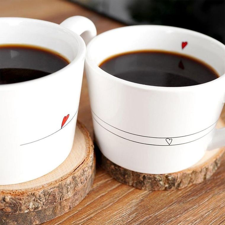Orion, filiżanki z uchem, ceramiczne białe, Serduszka, 2 szt., 200 ml